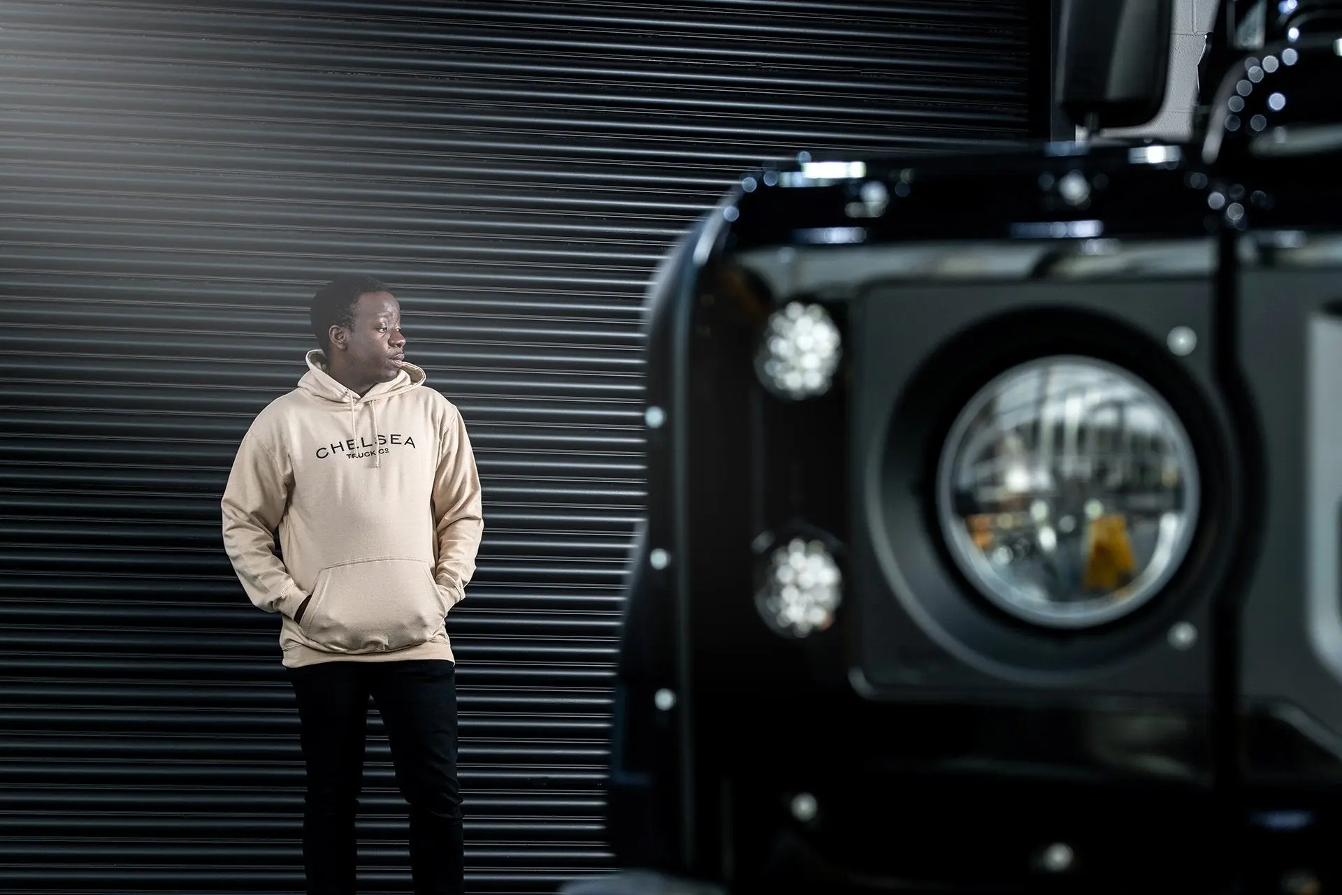 Men's Desert Sand with Black Embroidery Chelsea Truck Co Hoodie - Image 4